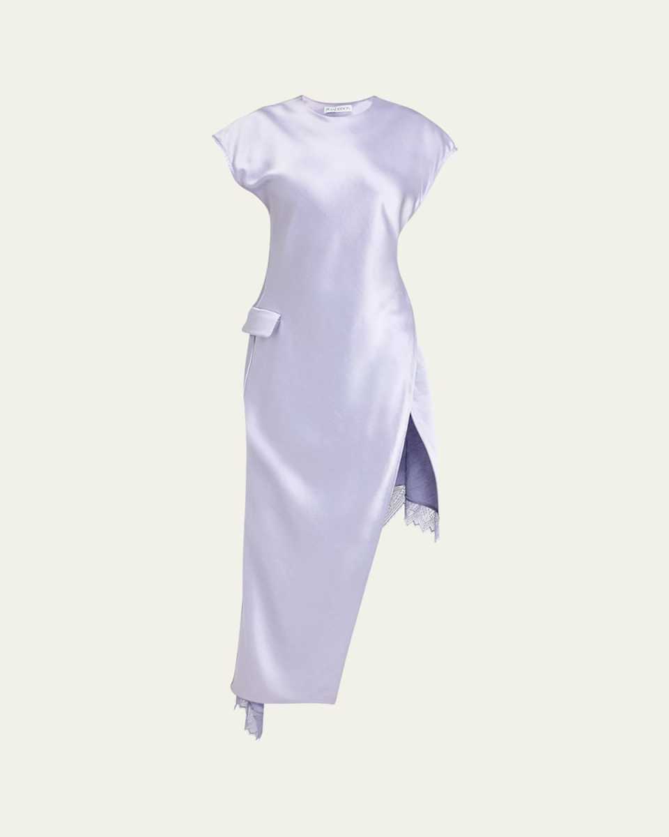 Asymmetric Lace Trim Layered Dress